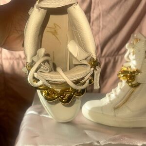 Giuseppe Zanotti Gold Chain White Sneakers